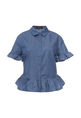 LOST INK  SS DENIM FRILL BACK SHIRT