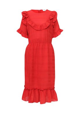 LOST INK  HESTER SELF STRIPE RUFFLE DRESS